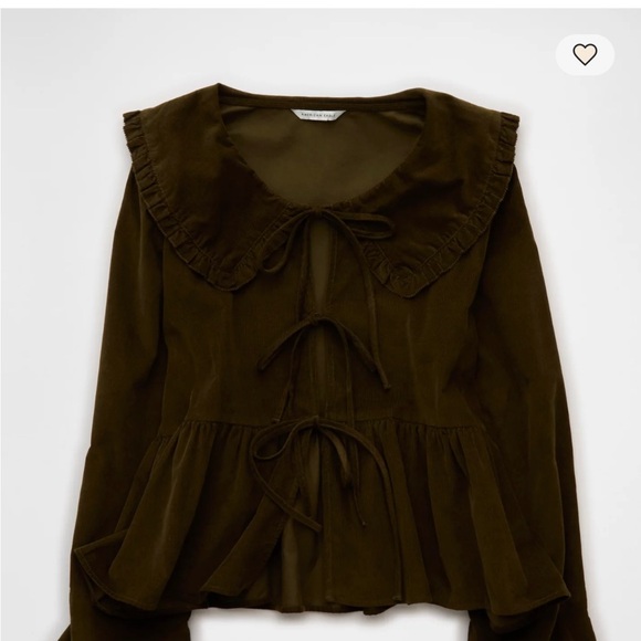 American Eagle Outfitters Dark Olive Blouse - Picture 4 of 5